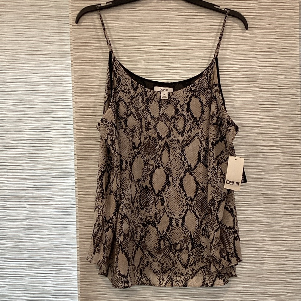 Bar III Black and Cream Snake Print Camisole